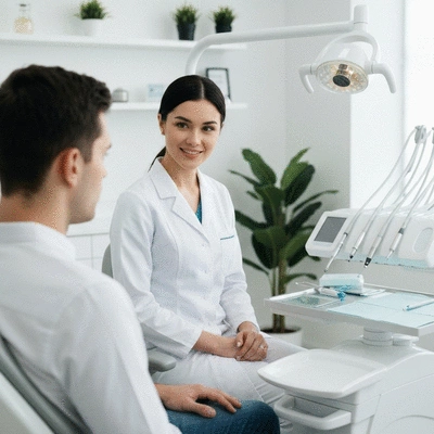 Patient consulting with an affordable dentist