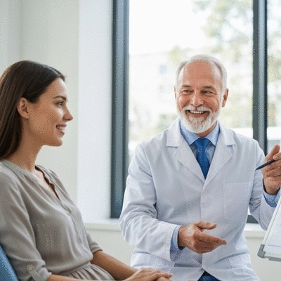 Dentist explaining payment options to a patient