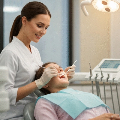 Patient receiving emergency dental care