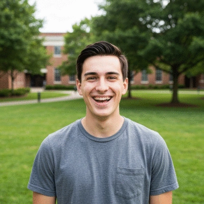 Happy UNCW student smiling, representing affordable dental care and healthy smiles